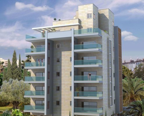 בניין עם מכוניות חונות מולו