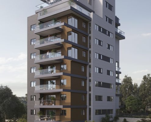 בניין עם עצים ברקע